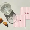 Nice - Strepen - Roze onderzetter kurk middel -sfeer4