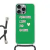 Tekst - Hartje - Moeder - Groen Hoesje iPhone 16 Pro Max met koord klein -3d