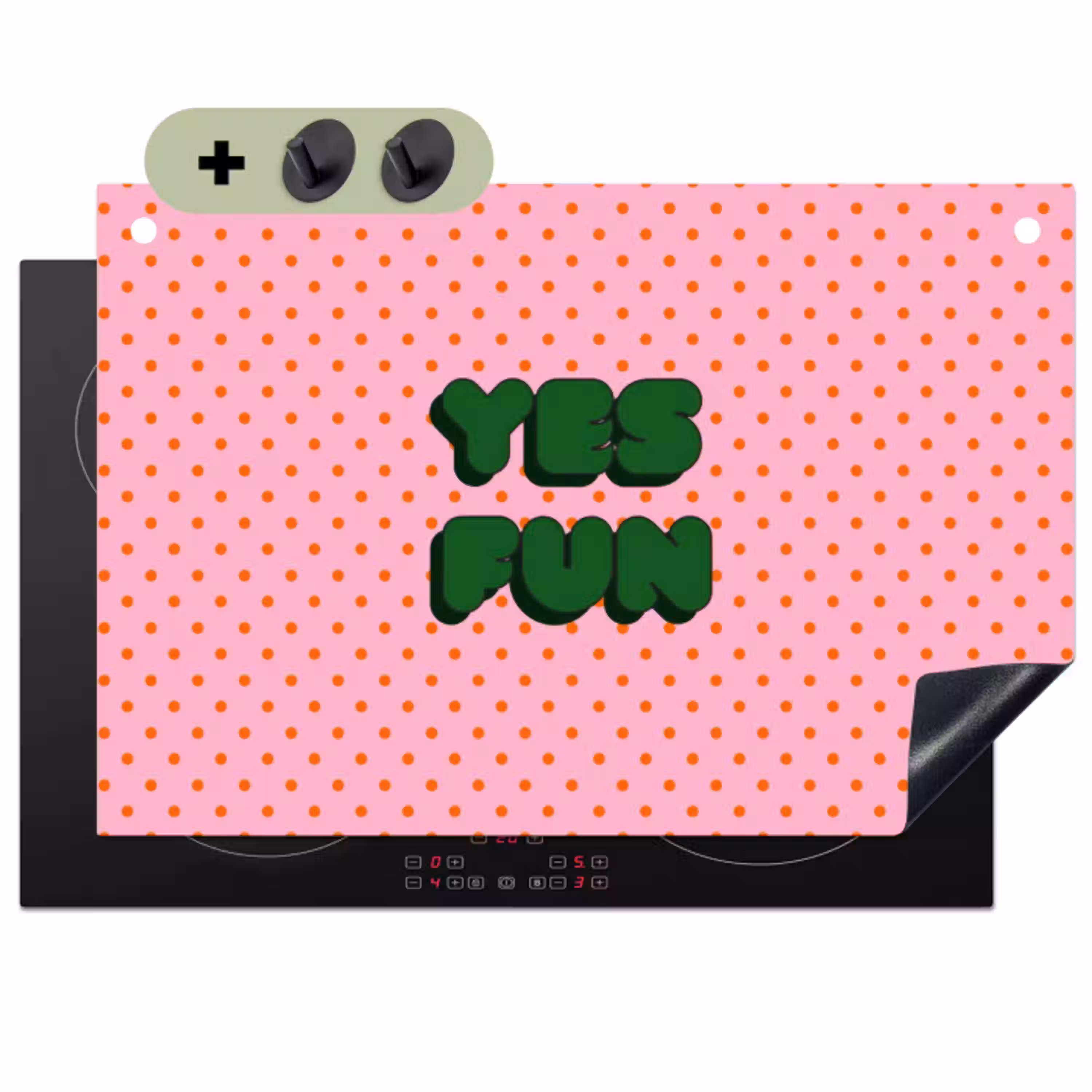 Yes fun - Groen - Roze - Stippen Inductie beschemer met haakjes klein -3d