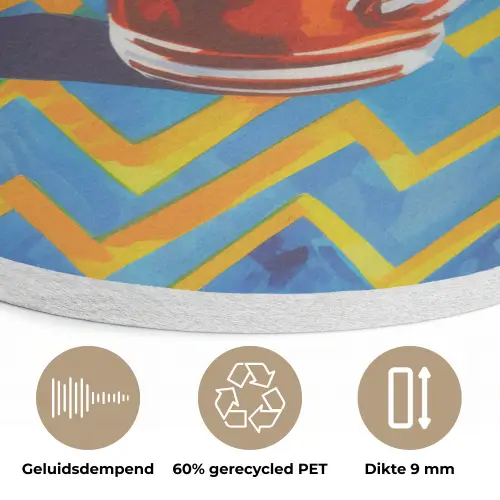 Mok - Koffie - Zigzag - Slagroom Akoestische PET Vilt - Rond klein -closeup_NL