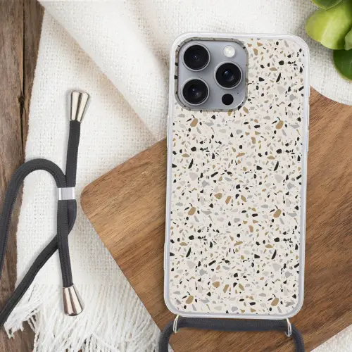 Terrazzo -  Patroon - Staal Hoesje iPhone 16 Pro Max met koord klein 804 -sfeer4