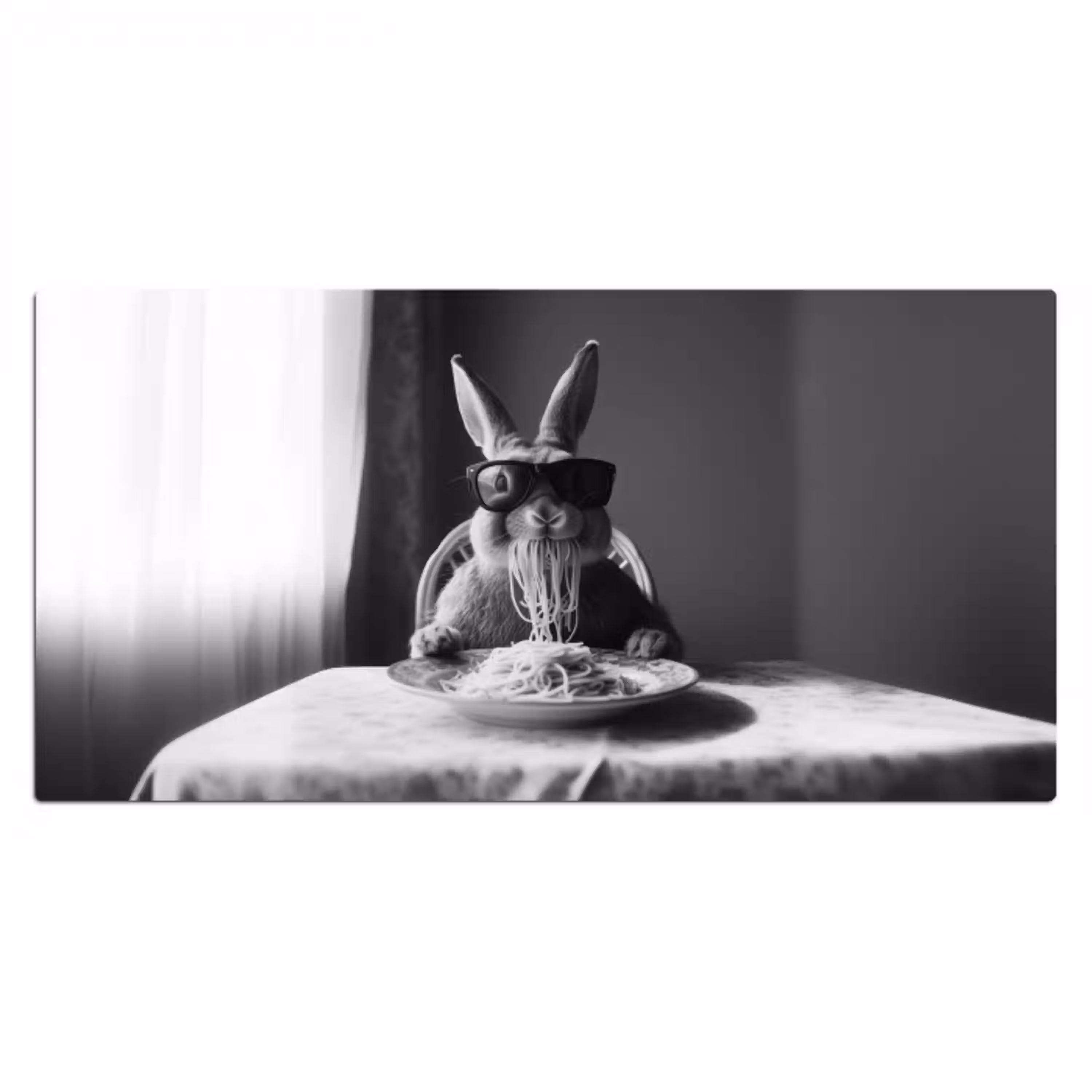 Konijn - Bunny - Zonnebril - Tafelkleed - Pasta - Schattig Muismat XXL klein -3d_leeg