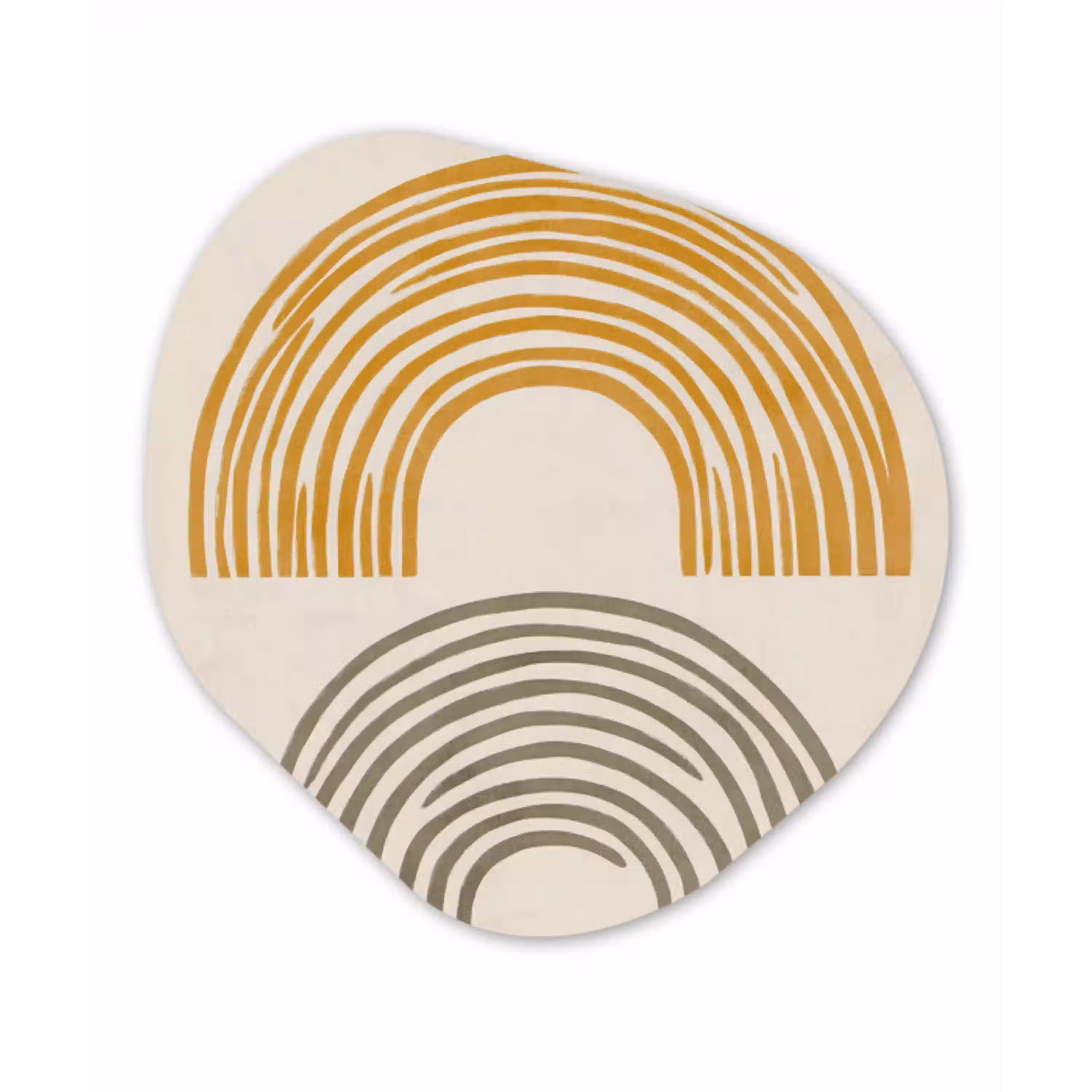 Bogen - Lijnen - Oranje - Minimalistisch Wandcirkel Organisch Aluminium middel -3d