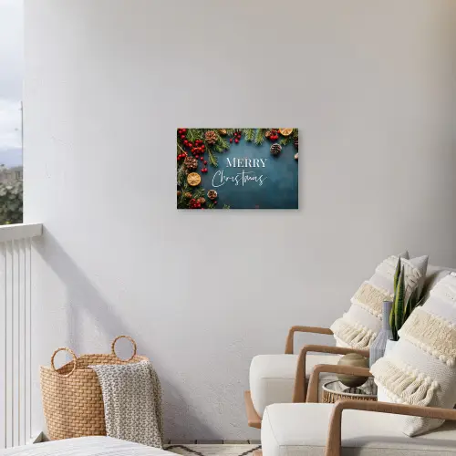 Merry Christmas - Blauw - Kerst - Winter Tuinposter op houten frame 2 cm dik klein -sfeer1