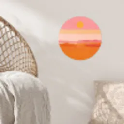 Zon - Abstract - Landschap - Oranje Wandcirkel behangsticker klein -sfeer4