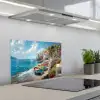Boten - Rotsen - Zee - Zon keuken achterwand spatscherm klein -3d_schuin