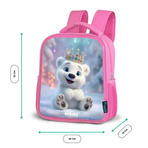 IJsbeer - Kroon - Winter Kinderrugzak - Roze middel -productfoto_formaten