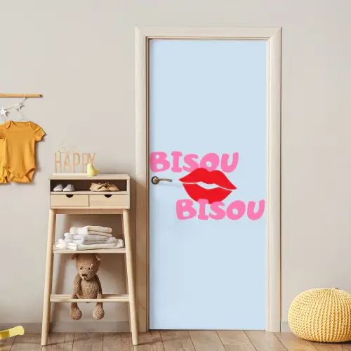 Lippen - Bisou - Blauw deurposter klein -sfeer4