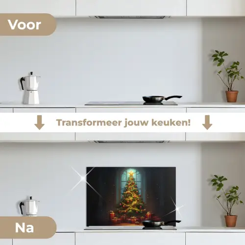 Kerstboom - Cadeau - Kerst - Winter keuken achterwand spatscherm klein -voor_na_NL