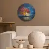 Boom - Blauw - Bladeren - Vakken Akoestische PET Vilt - Rond klein -sfeer1