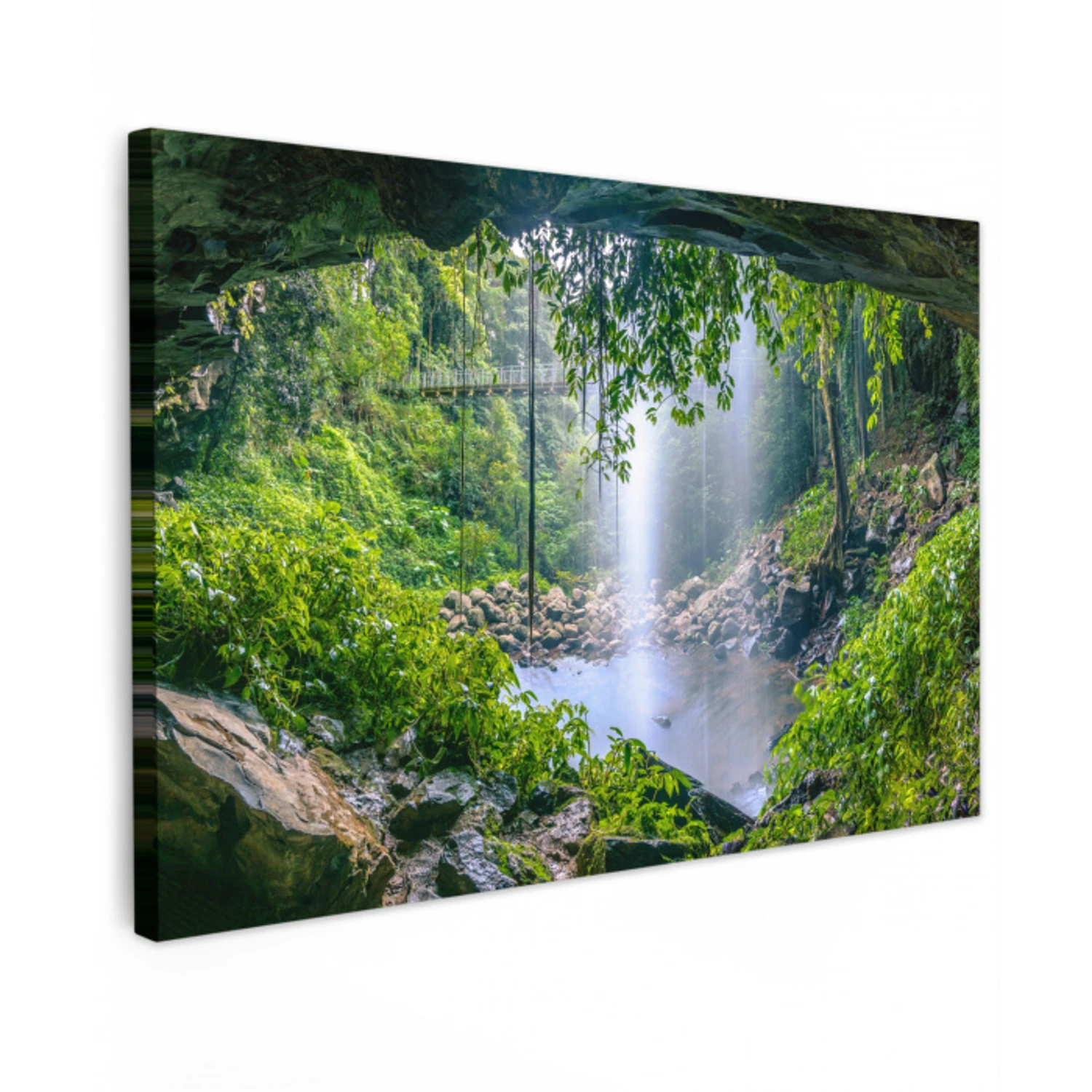 Jungle - Regenwoud - Water - Waterval - Planten canvas 2cm klein -z3d