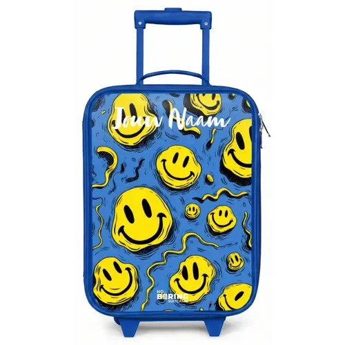 Smiley - Blauw - Geel Kinderkoffer - Blauw klein -zz3dotto
