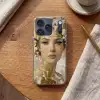 Gezicht - Vrouw - Bladeren - Goud Telefoonhoesje iPhone 17 Pro klein -sfeer1