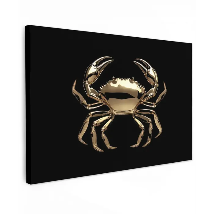 Goud - Krab - Dieren - Zwart Tuinposter op houten frame 2 cm dik klein -3d