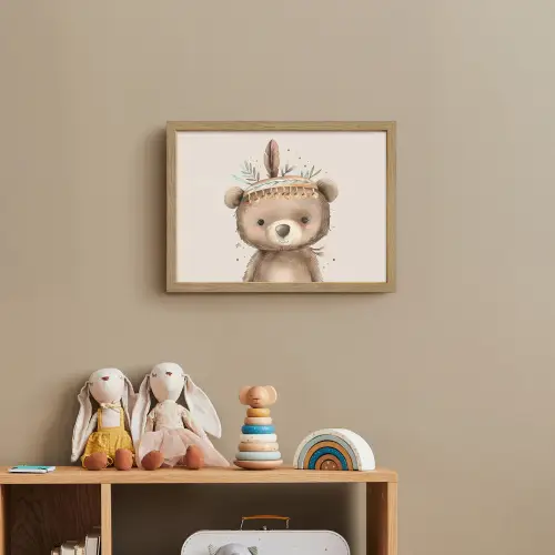 Beer - Boho - Indianentooi - Dieren Light Box met batterij (Wandlamp kind) middel -sfeer2_kind