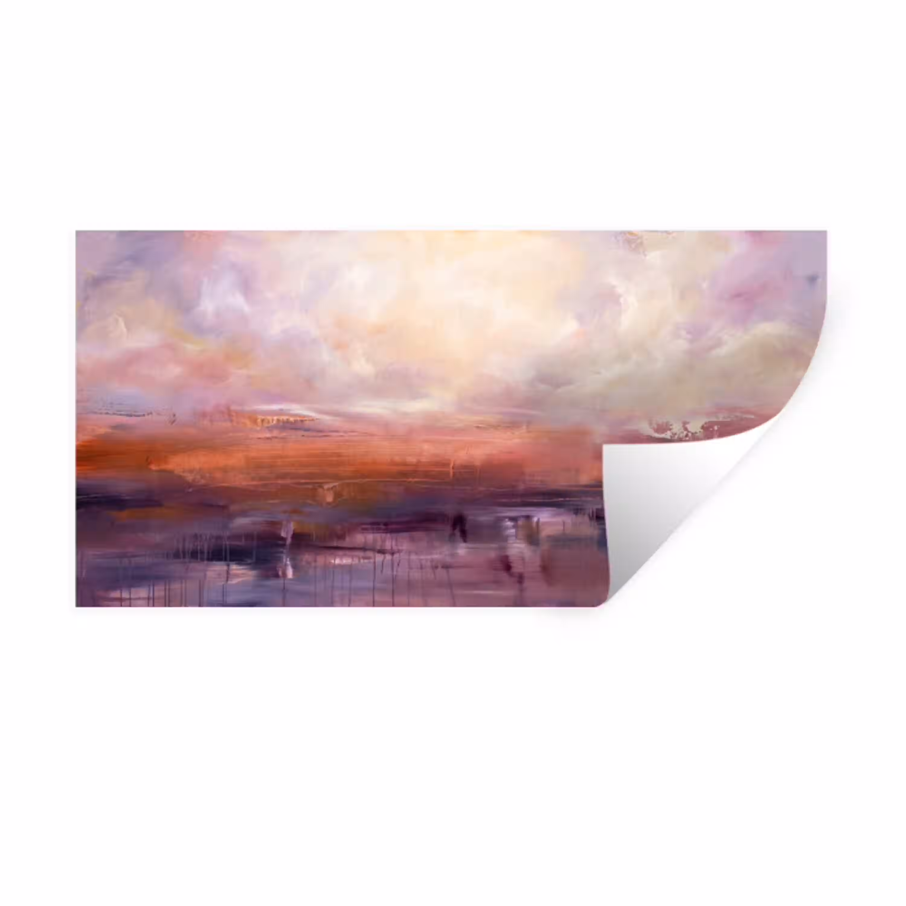 Abstract - Landschap - Modern - Paars - Oranje Muursticker klein -3d