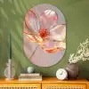 Glazen - Bloem - Roze Wandcirkel Ovaal Glas middel -sfeer2