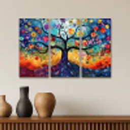 Kleurrijk - Levensboom - Bloemen - Abstract Canvas - Meerluiken 3 luik klein -sfeer3