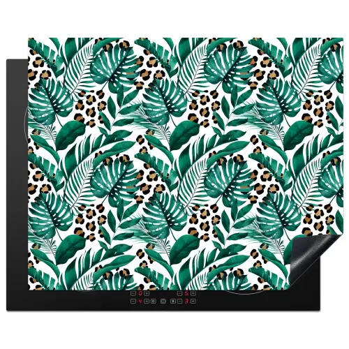 Inductie beschermer - Panterprint - Bladeren - Jungle - Afdekplaat voor kookplaat Inductie beschermer vinyl 3mm groot -3d