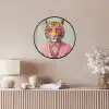 Tijger - Strik - Jasje - Roze Fotolijst rond zonder passe partout klein -sfeer3