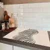 Lijnen - Abstract - Golvend - Zwart Inductie beschermer vinyl 3mm klein -sfeer3