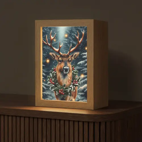 Kerst - Magie - Bos - Kleurrijk Light Box met kabel (Tafellamp) klein -z3d_website