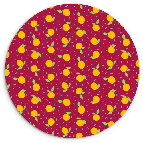 Rood - Donker - Patroon - Sinaasappels Wandcirkel kunststof plaat 5mm dik klein 188 -3d