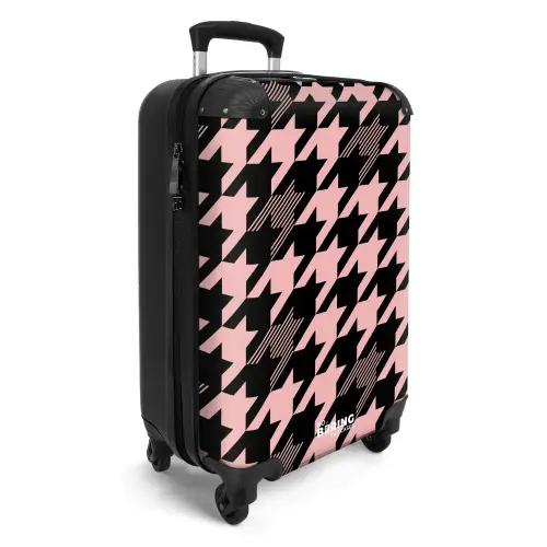 Groot pied-de-poule patroon in roze en zwart NBS - Handbagage koffer - Kinderen Unisex middel -productfoto_3d
