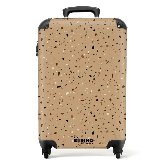 Terrazzo patroon veelkleurig beige NBS - Handbagage koffer - Volwassenen Unisex middel -productfoto_recht