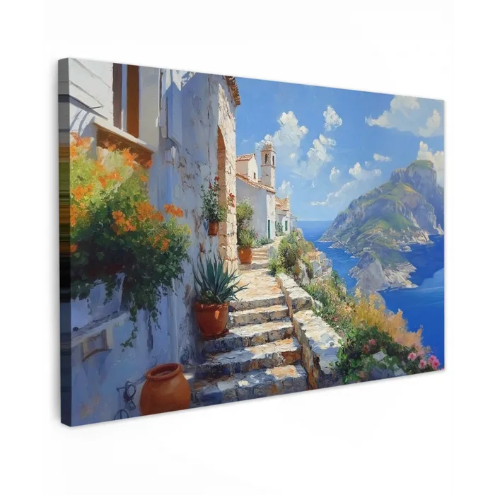 Trap - Huizen - Berglandschap - Zee canvas 2cm klein -z3d