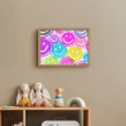 Smileys - Kleurrijk - Neon Light Box met batterij (Wandlamp kind) middel -sfeer2_kind