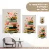 Boeken - Stapel - Bloemen - Kleurrijk tuinposter los doek klein -Xsfeer9_DE