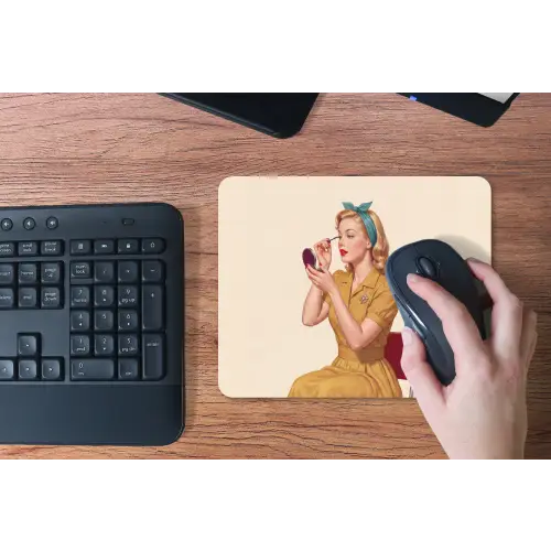 Illustratie - Mascara - Vrouw - Geel muismat rubber klein -toetsenbord