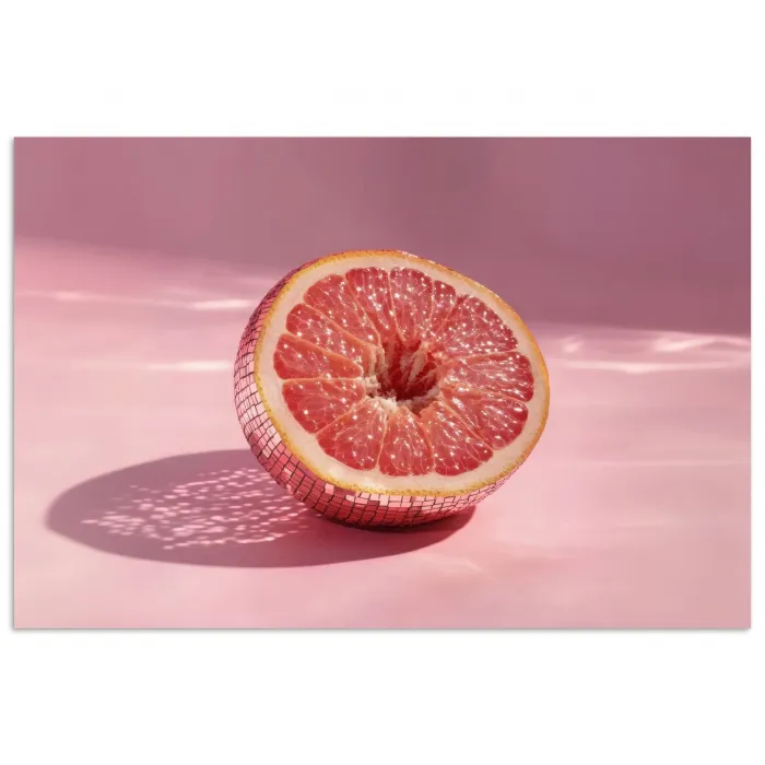 Grapefruit - Roze - Disco - Shiny poster papier klein -3d