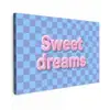 Sweet dreams - Vierkanten - Roze - Blauw Tuinposter op houten frame 2 cm dik klein -3d