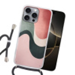 Abstract - Golven - Sierlijk - Roze Hoesje iPhone 16 Pro Max met koord klein -sfeer1
