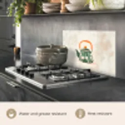 Theepot - Groen - Bloemen - Oranje keuken achterwand spatscherm klein -usp_EN