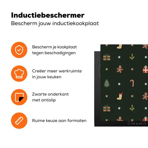 Patroon - Kerstsymbolen - Groen Inductie beschermer vinyl 3mm klein 276 -zzzzzzz-td-ups