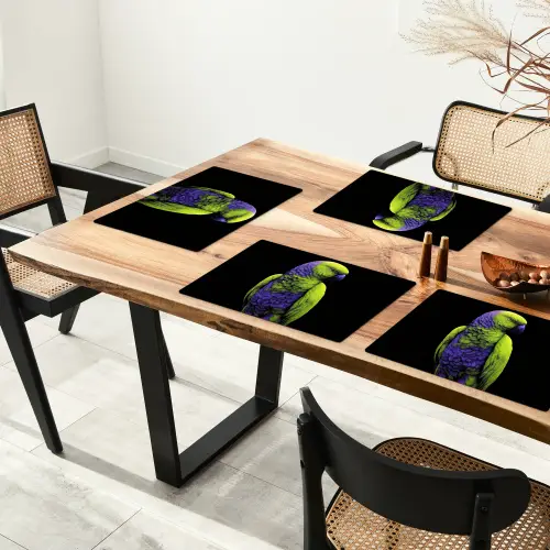 Papegaai - Veren - Opvallend - Groen Placemat vinyl groot -zzsfeer4_Kitchenyeah-website