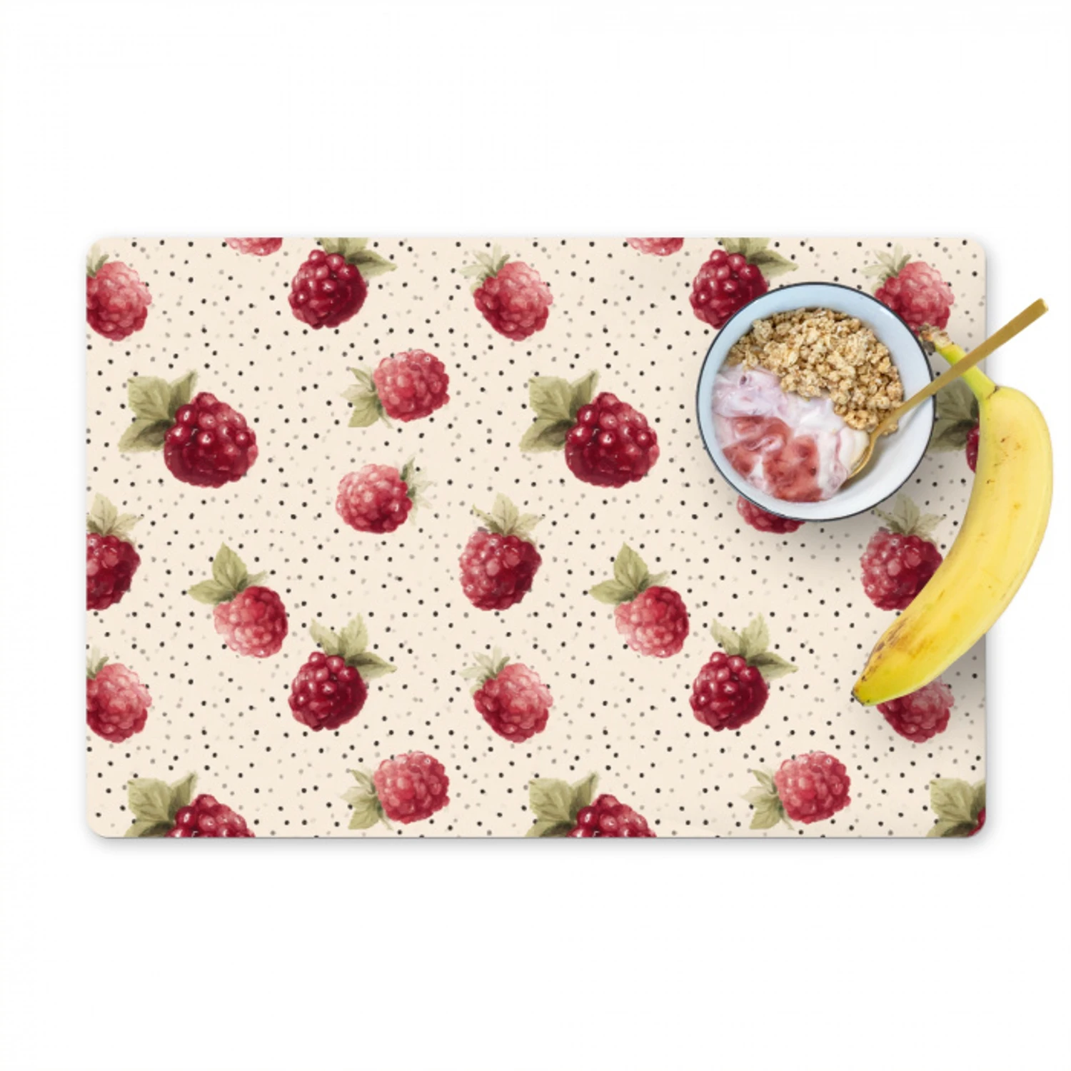 Framboos - Stippen - Rood Placemat vinyl groot 368 -zzzproduct_Kitchenyeah-website