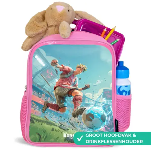 Voetbal - Jongen - Stadion - Elektrisch Kinderrugzak - Roze middel -inhoud_NL