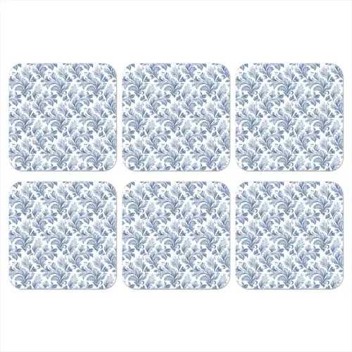 Bladeren  - Blauw - Patroon onderzetter kurk middel 366 -3d