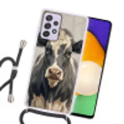 Koe - Portret - Dieren - Modern Hoesje Samsung Galaxy A52 5G met koord klein -sfeer1