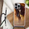 Giraf - Bruin - Abstract - Geschilderd Hoesje iPhone 16 Pro Max met koord klein -sfeer4