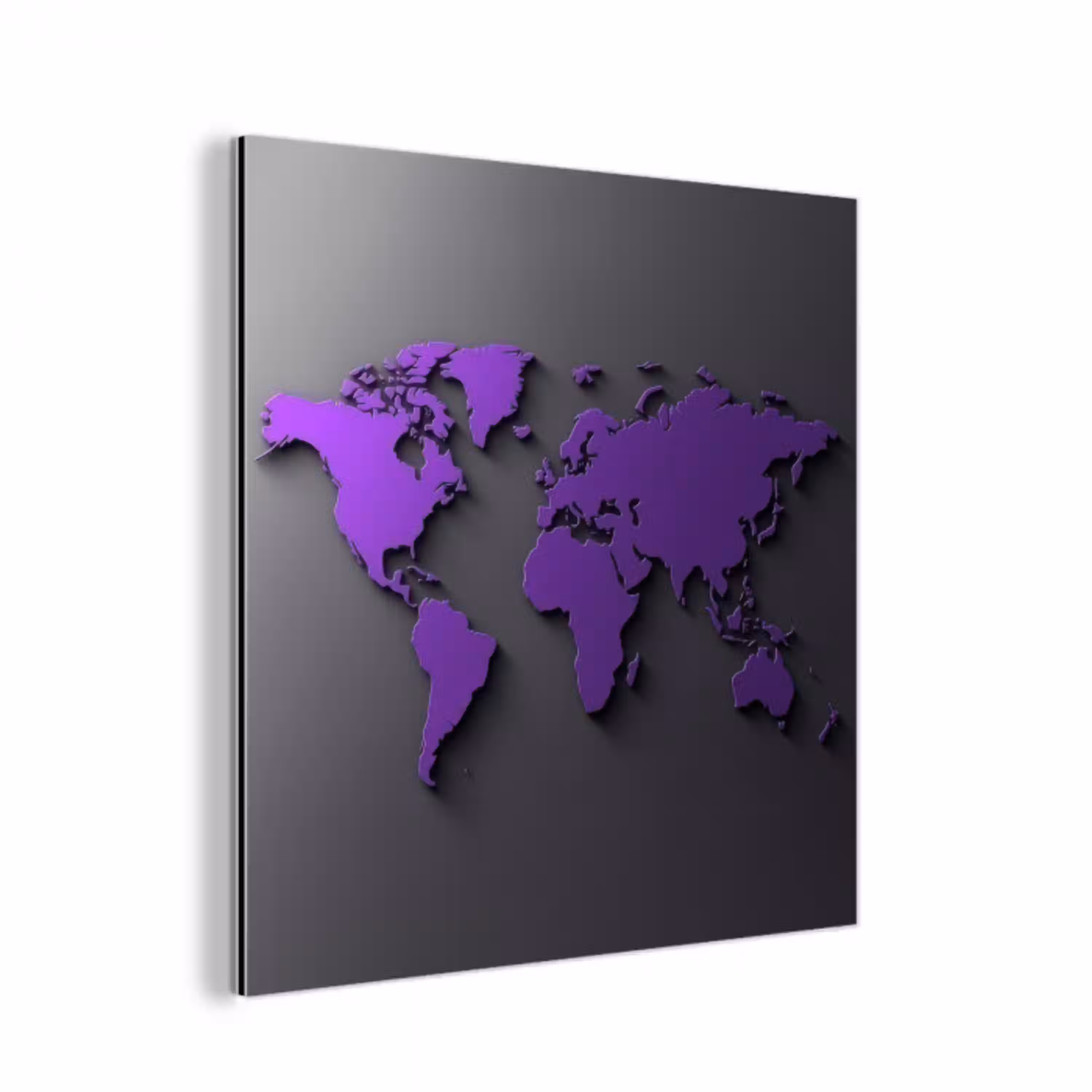 Paars - Wereldkaart - Grijs - Donker aluminium wit klein -3d