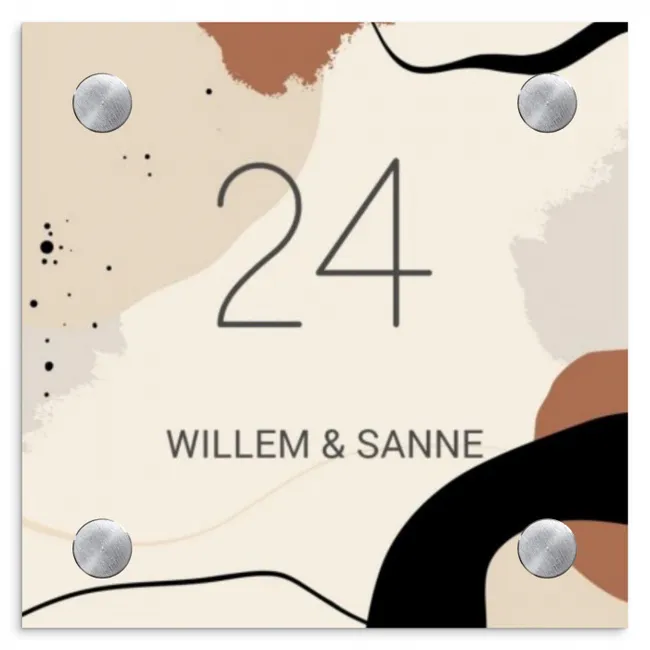 Abstract - Verfspetters - Klassiek Naambord Vierkant klein -3d