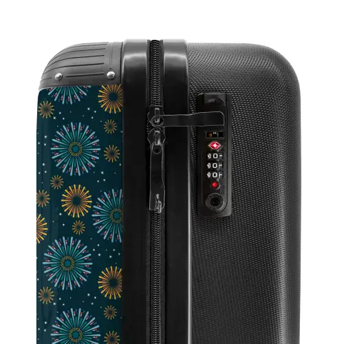 Retro disco 70s vuurwerk patroon kleurrijk NBS - Handbagage koffer - Volwassenen Unisex middel -slot