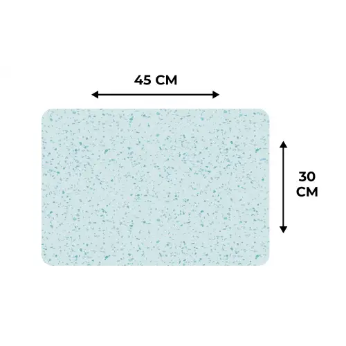 Terrazzo - Patroon - Kleurrijk - Baby Blauw Placemat vinyl groot 368 -specs