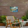 Berg - Skyline - Strand - Water Tuinposter op houten frame 2 cm dik klein -sfeer3