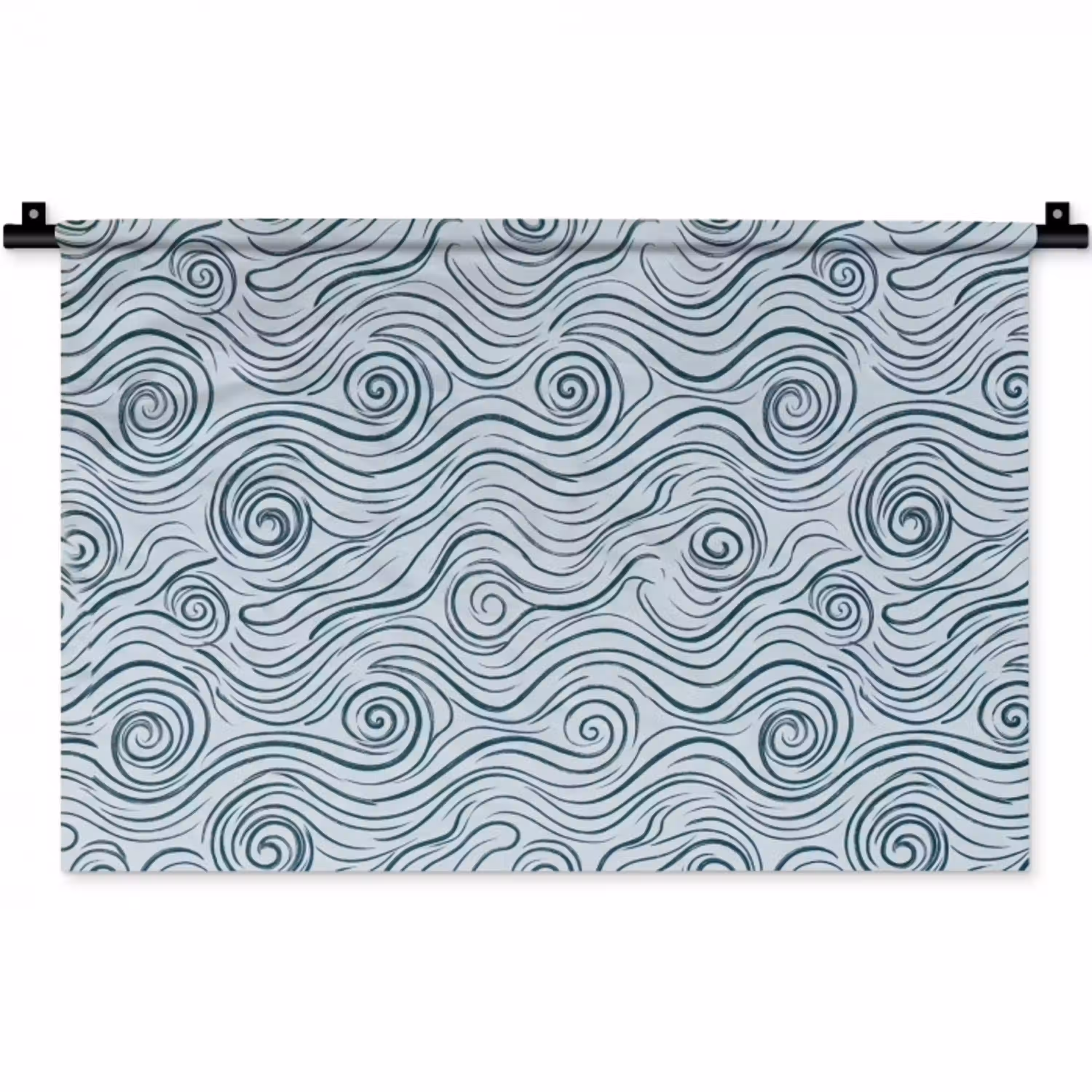 Patroon - Golven - Abstract - Modern - Blauw Wandkleed katoen klein -zz3d